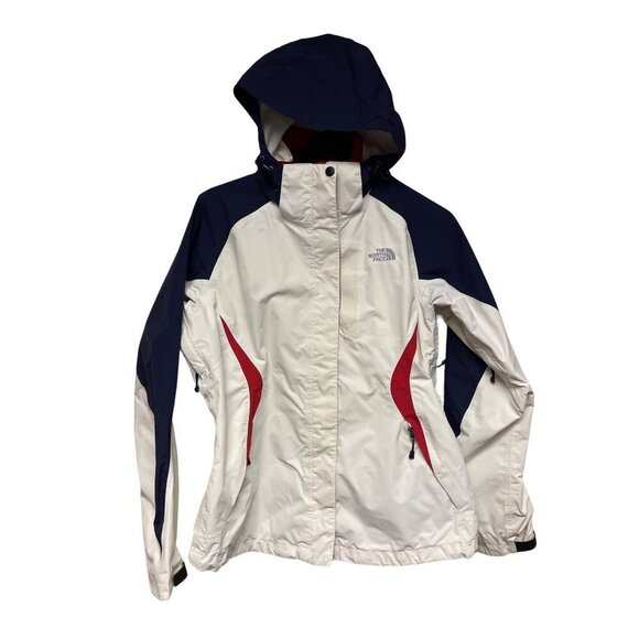 The North Face White Hyvent Hooded Outer Jacket Women's Size Large Pockets - Picture 1 of 10